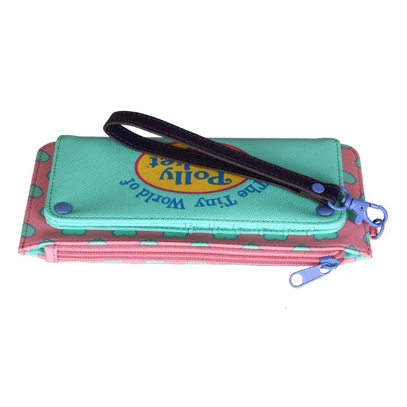 NEW✨ Polly Pocket Hot Topic Original Logo Vintage Pink Hearts Mint Wallet Clutch - Picture 3 of 4